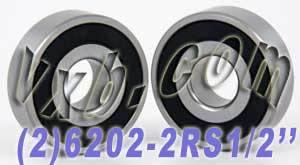 2-Pack 6202-1/2-2RS Sealed Ball Bearings ID Bore 1/2" x OD 35mm x 11mm - fast shipping 🇺🇸