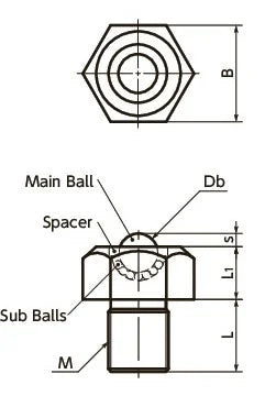 Stainless Steel Hex M16 Bolt Hexagon Head Screw Type Ball Transfer Unit for Upward Facing Applications - fast shipping 🇺🇸