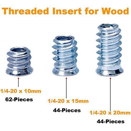 Threaded Insert for Wood 1/4-20 x 10mm 15mm 20mm Screw in Wood Insert Nut Kit 150 Pieces - fast shipping 🇺🇸