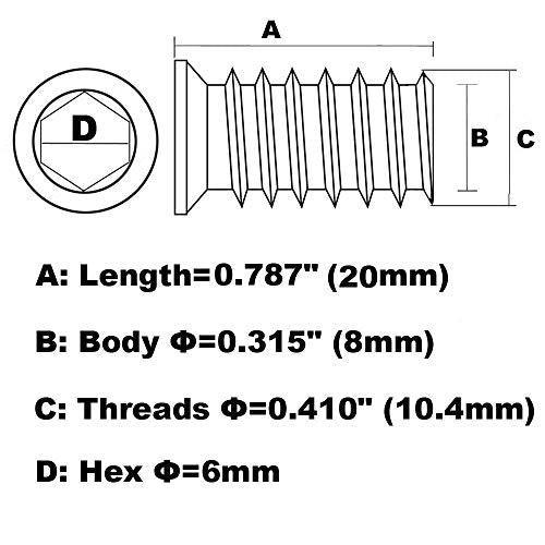Threaded Inserts for Wood 1/4-20 Furniture Screw in Threaded Insert Nuts 20mm Length Pack of 40 - fast shipping 🇺🇸