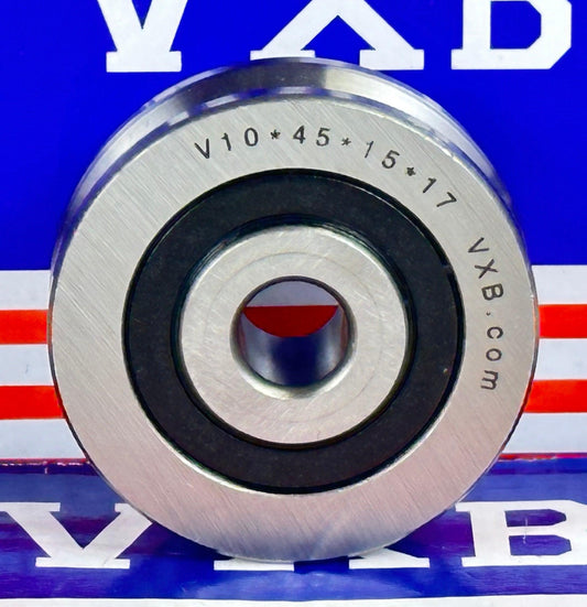 V10x45x15/17mm V Groove Track Roller Bearing With Extended Inner 2mm - fast shipping 🇺🇸