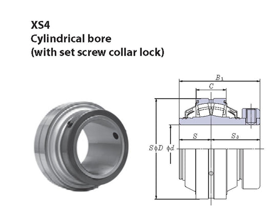 XS408-24 FYH 1-1/2" mounted Bearing Cylindrical bore - set screw collar lock Insert Mounted Bearing - fast shipping 🇺🇸